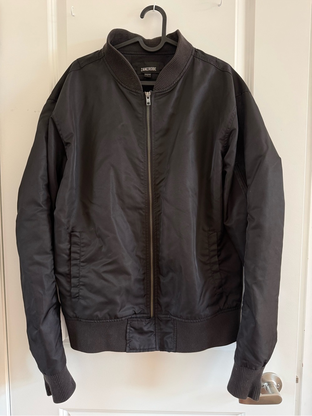 Zanerobe Black Ribbed-Collar Bomber Jacket